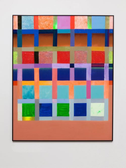 Brian Belott, Untitled, 2014. Acrylic, collage on plexi, Reverse glass technique, 40 x 32 in, 102 x 81 cm