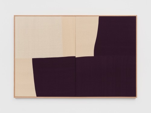 Ethan Cook, Purple Moon, 2021. Hand woven cotton and linen framed, 40 x 60 in, 102 x 152 cm