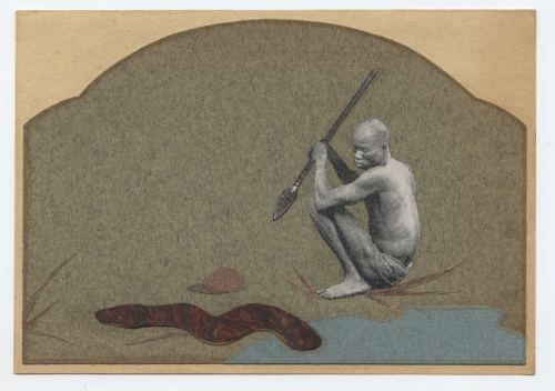 Stefan Danielsson, I Hide in Snakes II, 2006. Collage, watercolor and dried grass on paper in unique frame, 5 x 7 in, 12 x 17 cm