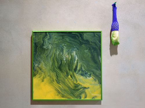 Alex Da Corte, Mise-en-Scene 1, 2014. Anodized metal frames, rubber, 28 x 28 in, 71 x 71 cm (frame), 4 x 15 x 4 in, 10 x 38 x 10 cm 