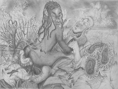 Utē Petit, Revenge Fantasy in the Mouth of My Motherland, 2020. Pencil on paper, 8.5 x 11 in, 22 x 28 cm