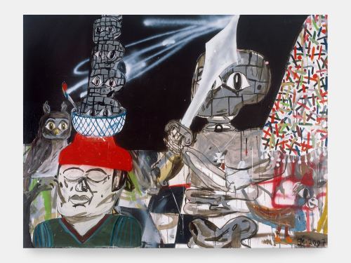 Eddie Martinez, Blockhead Soup, 2007. Acrylic and spraypaint on canvas, 60 x 78 in, 152 x 198 cm