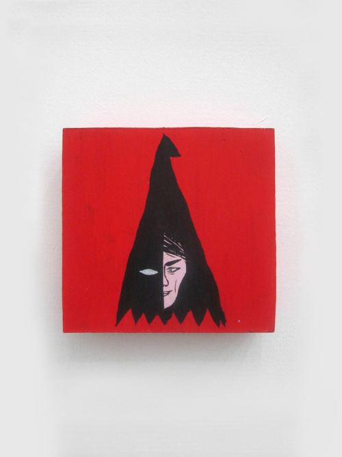 Chris Lindig, Face of Death, 2005. Acrylic and gouache on wood, 6 x 6 in, 15 x 15 cm