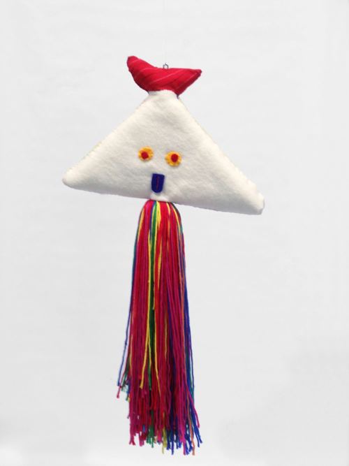 Misaki Kawai, Jelly Girl, 2011. Nepali wool, cotton, wood, cardboard, thread, yarn, 44 x 24 in, 110 x 60 cm