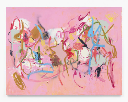 Ammon Rost, Stars You Steer By, 2021. Oil, acrylic, spray paint on canvas, 64 x 84 in (163 x 213 cm)