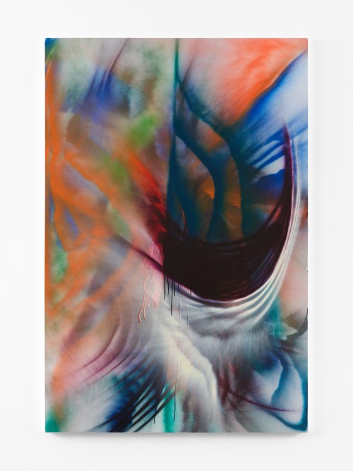 Andrea Marie Breiling, Interlude ll (el barco), 2024. Spray paint on canvas, 77 x 51 in (196 x 130 cm)